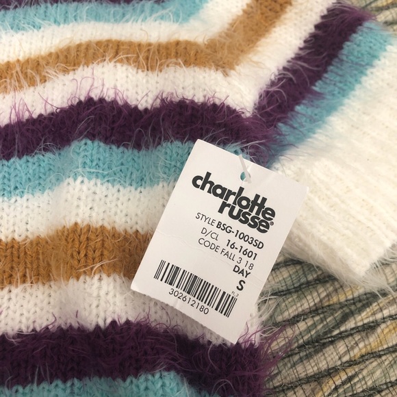 Y2K Striped Fluffy Top - Picture 2 of 2